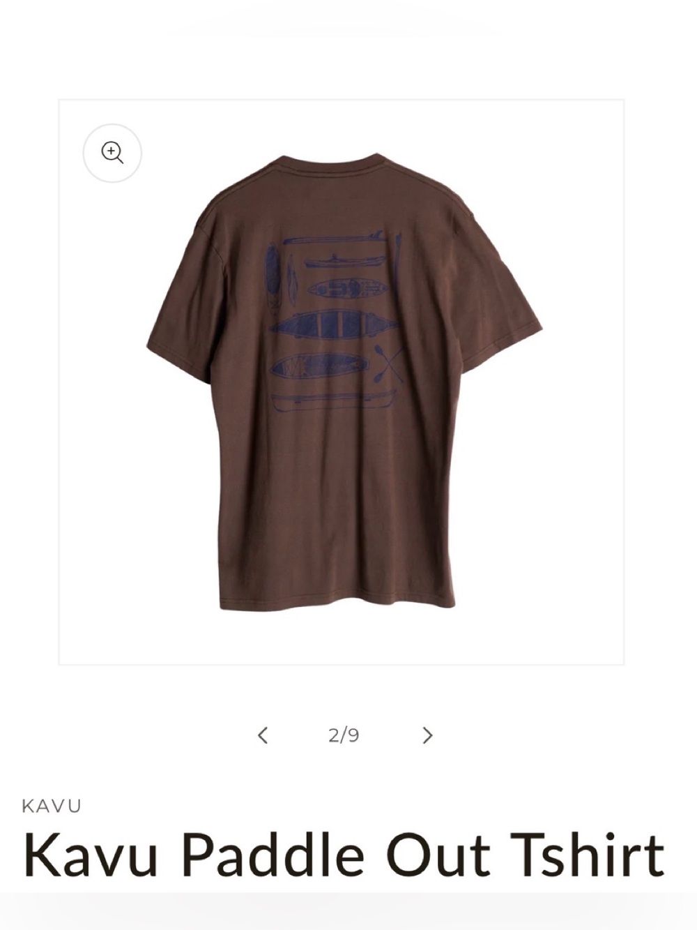 Kavu Brown Short-Sleeve Tee with Navy Paddle Graphic- size XL